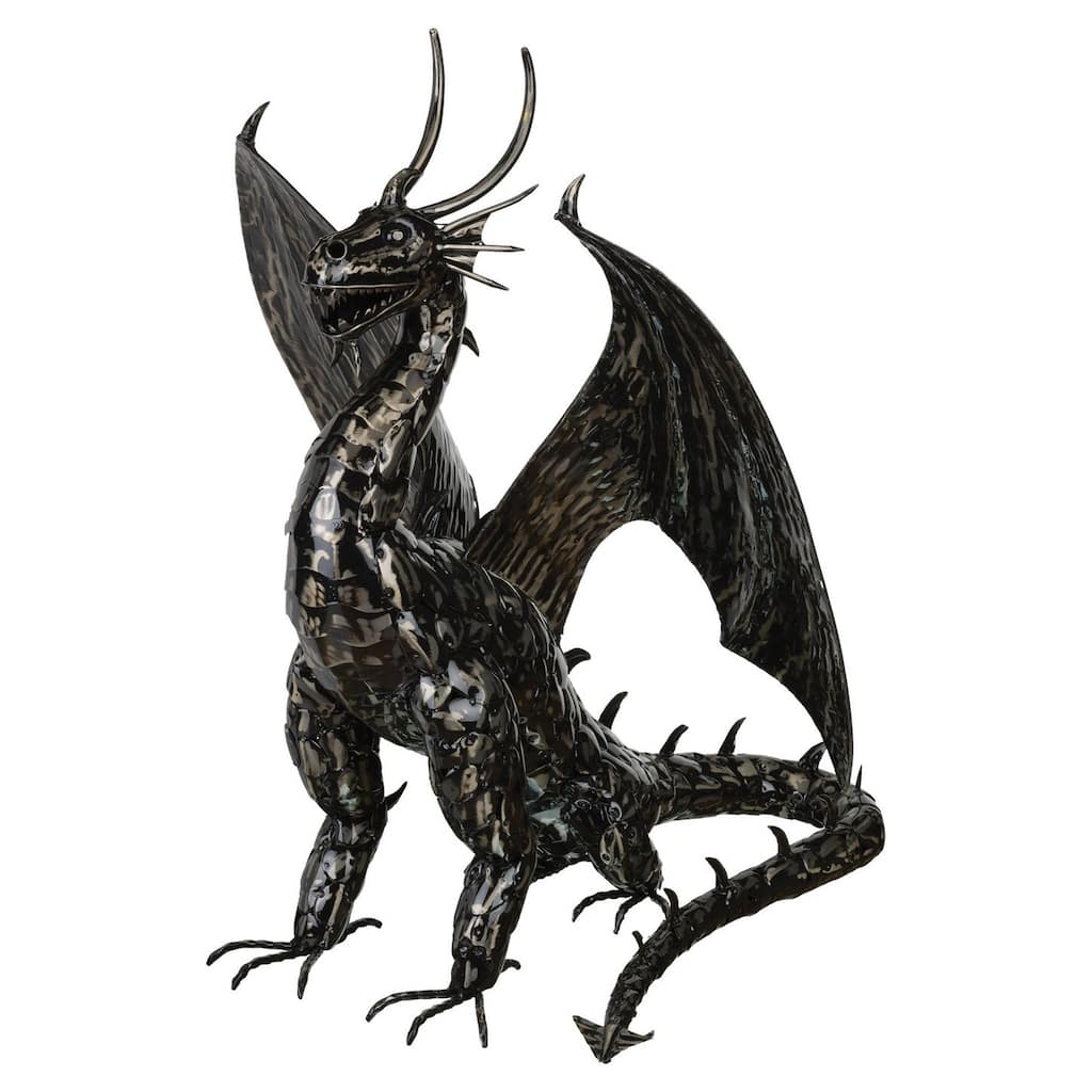 Fire Dragon Decor 31" - Pewter - 24.75"x25.25"x31"