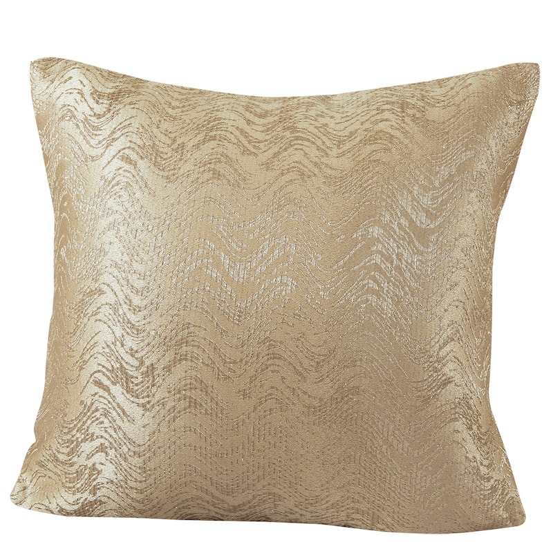 Violet Linen Eden Chevron Pattern, 18 Inch x 18 Inch, Square, Decorative Cushion Cover - Gold