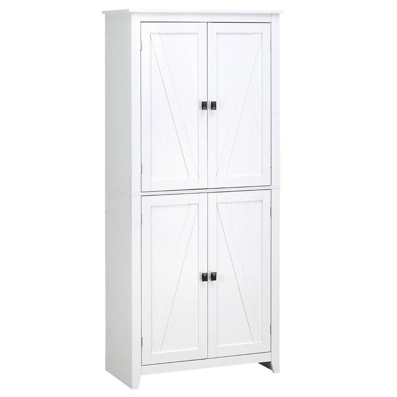 Freestanding 4-Door Kitchen Pantry Cabinet with Adjustable Shelves
