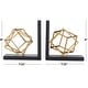 preview thumbnail 5 of 5, Stainless Steel Metal Geometric Overlapping Cube Bookends with Black Bases - Set of 2 Gold - Roche River Decor - 6"W x 8"L x 8"H