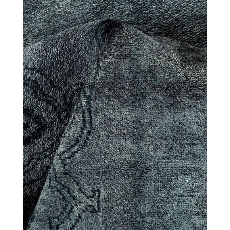 Overton Hand Knotted Wool Vintage Inspired Modern Contemporary Overdyed Gray Area Rug - 9' 4" x 11' 5"