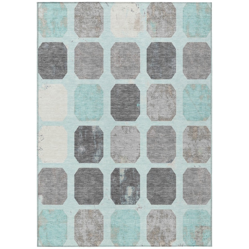 HomeRoots Geometric Transitional Rectangle Outdoor Rug