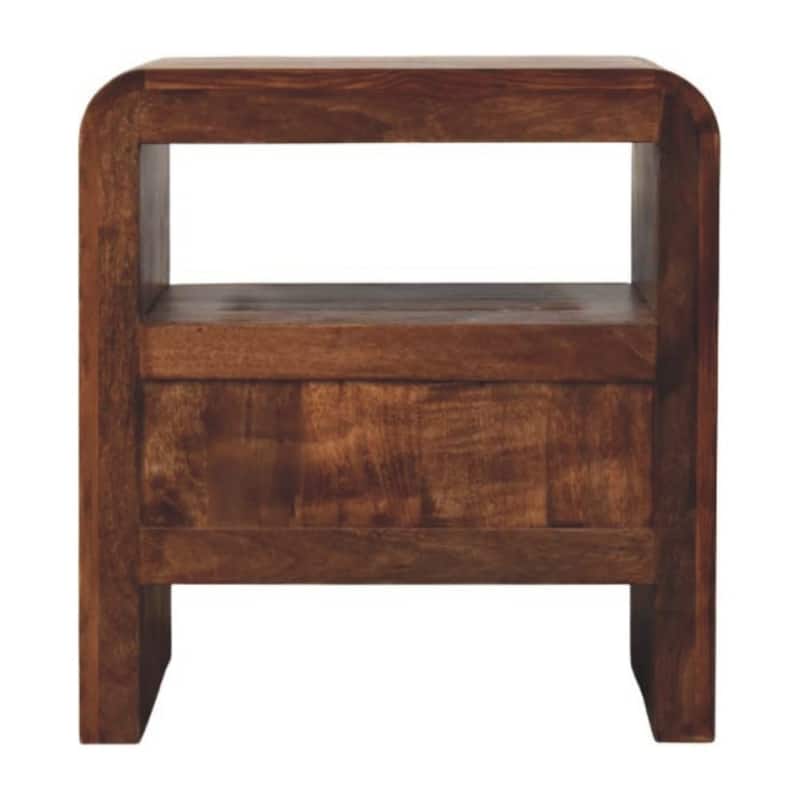 Artisan Furniture Solid Wood Tiger Oak Open Bedside with Brass Handle,1-Drawer,1 Shelf