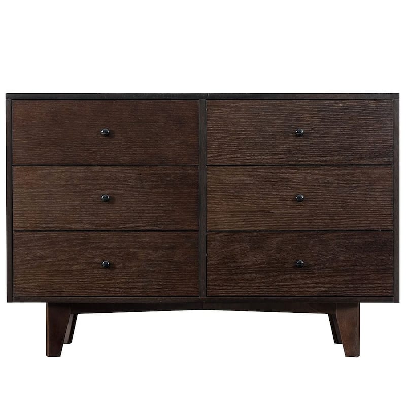 Modern Auburn Solid Wood Dresser Chest of Drawers with Retro Round Handle