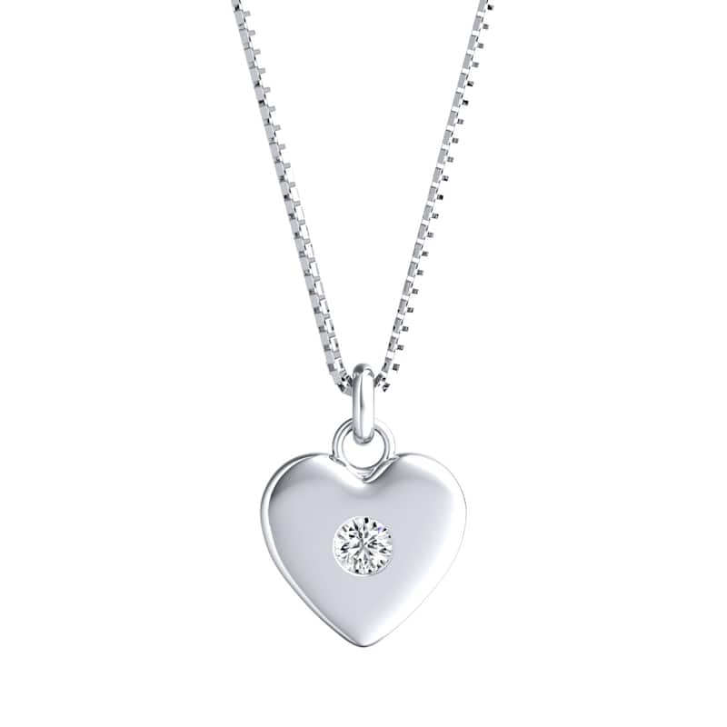 Auriya 14k Gold 0.03ctw Heart Pendant Diamond Necklace (H-I, I1-I2) - White H-I - 0.50CT - White