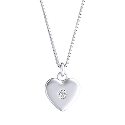Auriya 14k Gold 0.03ctw Heart Pendant Diamond Necklace (H-I, I1-I2) - White H-I - 0.50CT