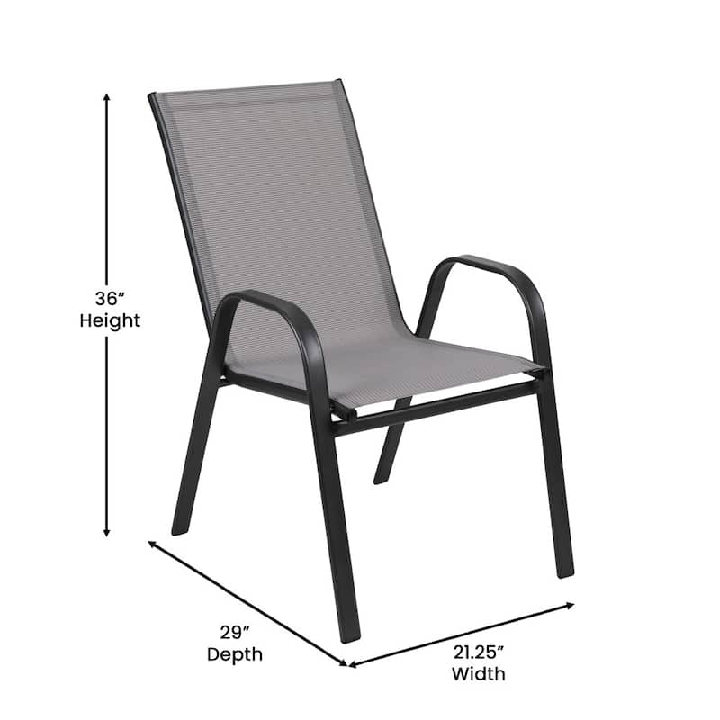 7 Piece Patio Dining Table and Chairs Set with Glass Table and 6 Chairs