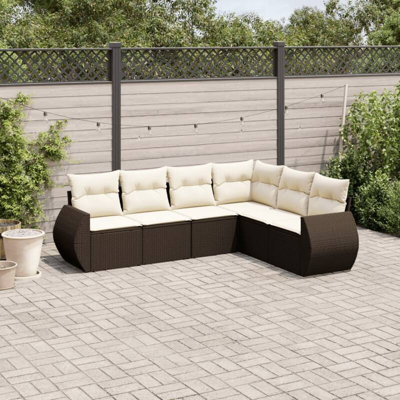 vidaXL Garden Sofa Set Beige/Black/Brown/Grey