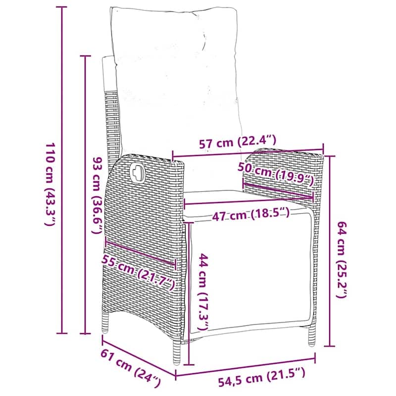 vidaXL Garden Dining Set with Cushion Poly Rattan