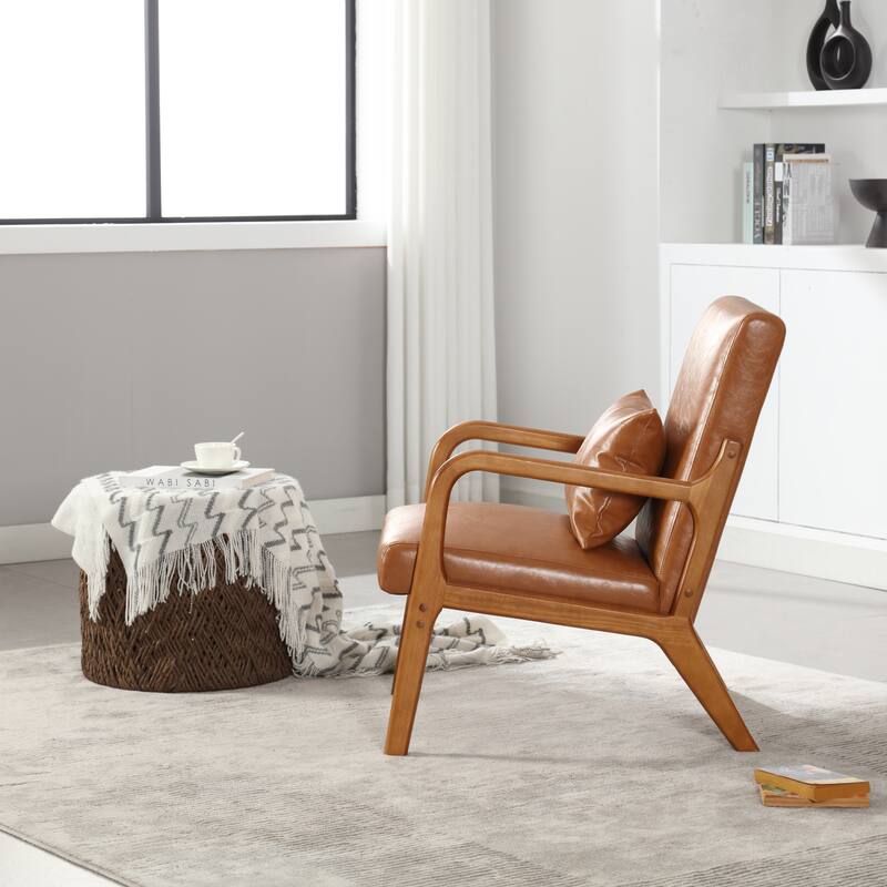 Light Brown Modern 23.2" Accent Chair with Pillow