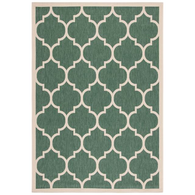 SAFAVIEH Courtyard Kathy Indoor/ Outdoor Waterproof Patio Backyard Rug - 2' x 3' - Dark Green/Beige