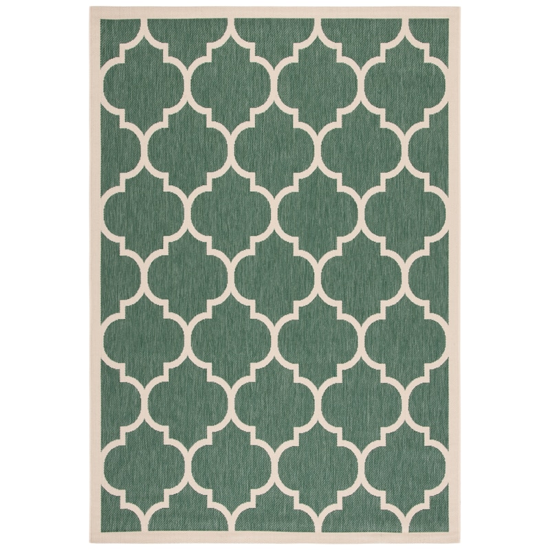 SAFAVIEH Courtyard Sibel Indoor /Outdoor Waterproof Patio Backyard Rug - 2' x 3'7" - Dark Green/Beige