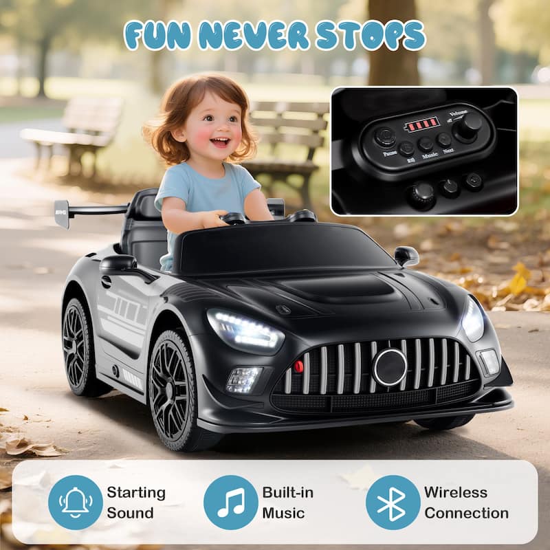 Kids Ride-On Car with Dual Control, LED Lights, Music and Rechargeable Battery 2 Powerful Motors - 26" L × 45" W × 17" H