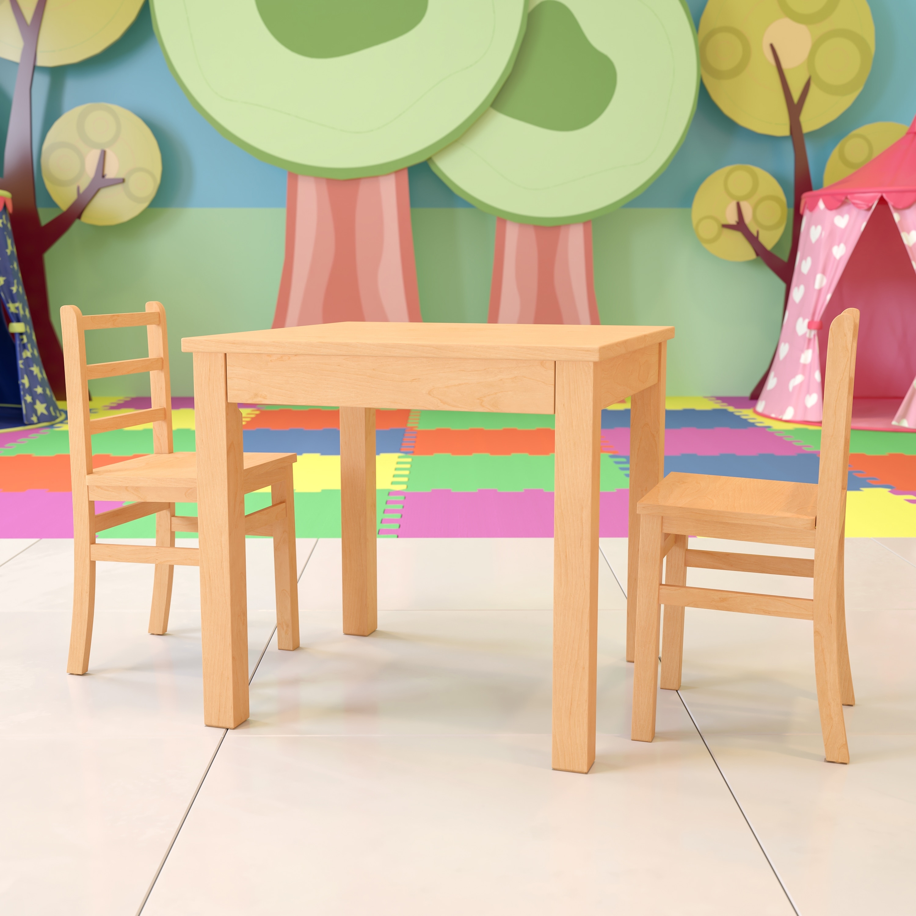 Solid wood kids table and chairs online