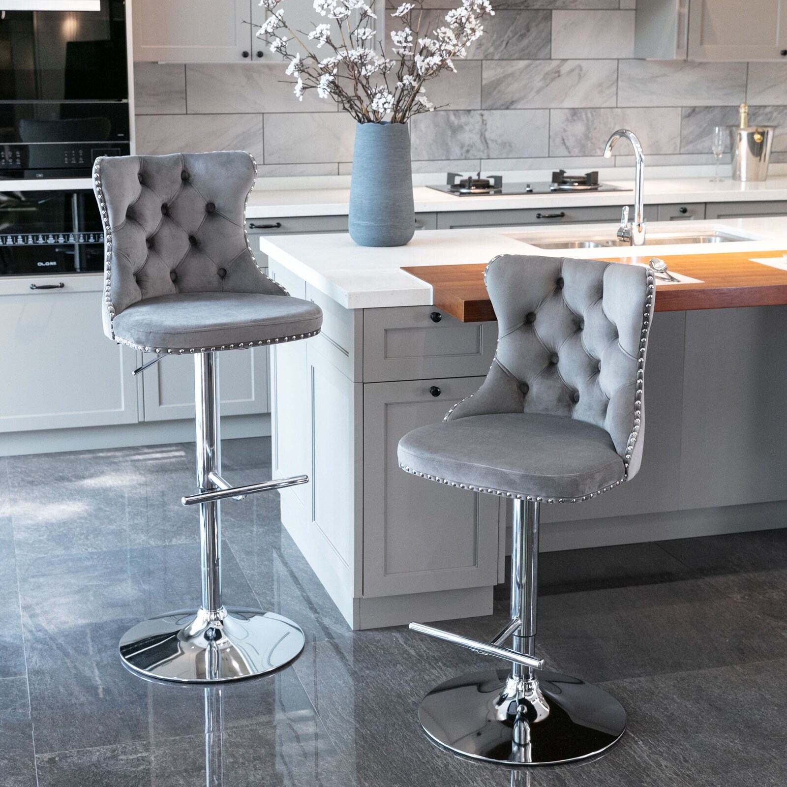 Chrome swivel best sale bar stools