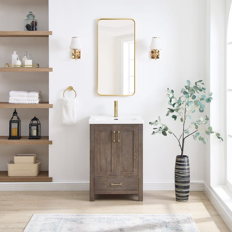Gela Single Bath Vanity with Ceramic Basin Top without Mirror
