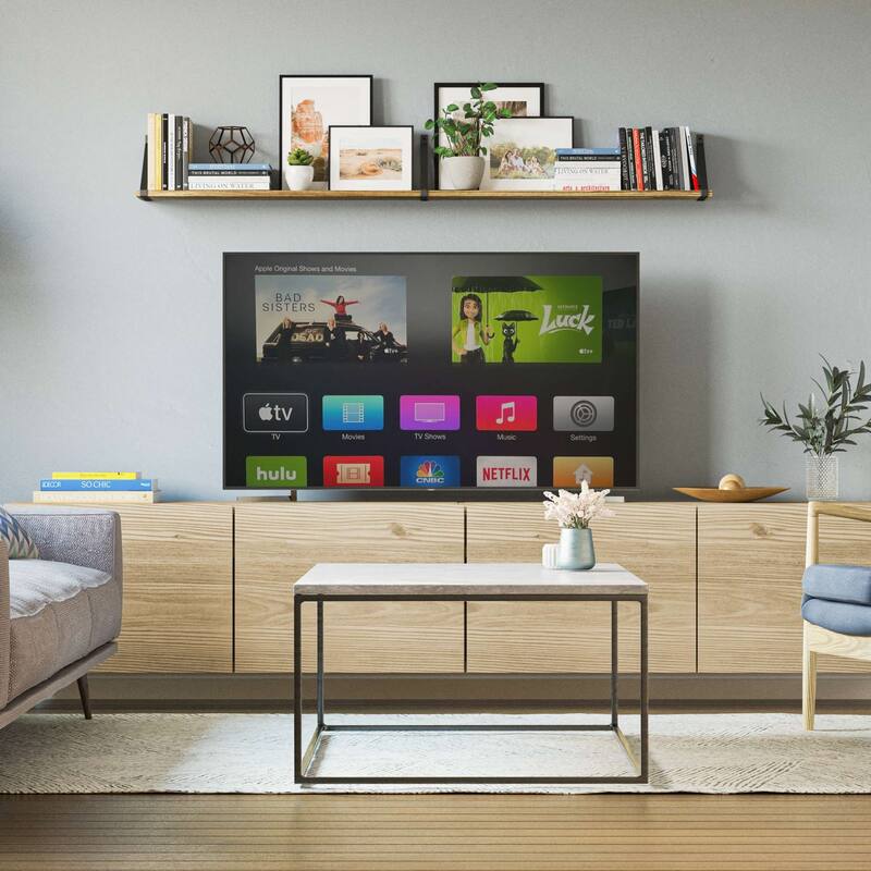 Wallniture Bora 60"x6" Rustic Floating Shelves, Wall Bookshelf Wood, Burnt