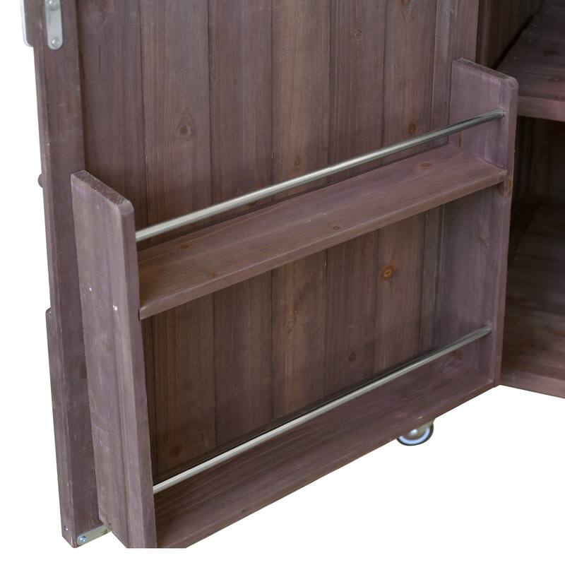 39 Inch Outdoor Kitchen Island Fir Wood Cabinet Stainless Steel Top Drawer