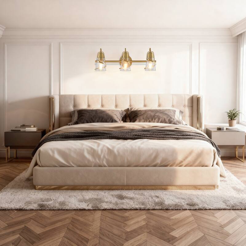 Parrot Uncle 24" Modern Gold 3-Light Seeded Glass Vanity Light Wall Sconce