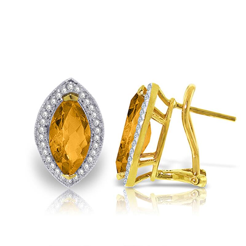 3.6 Carat 14K Solid Gold Natural Marquise Citrine Diamond Earrings - Yellow
