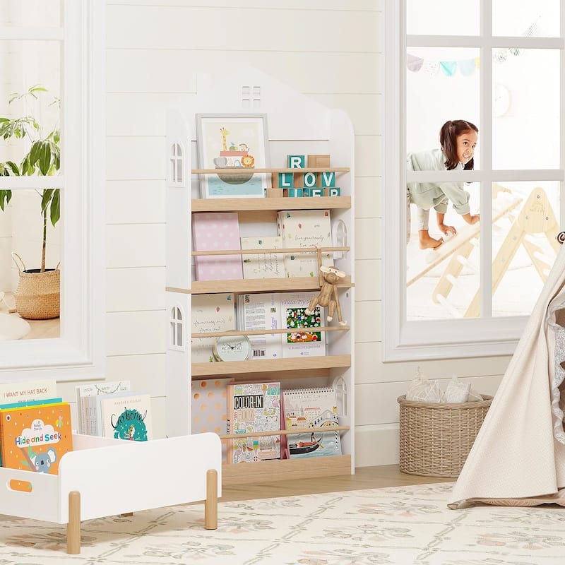 COSTARS Kids Bookshelf, 4-Tier Children's Bookcase and Storage, Kids Book Shelf Rack Organizer