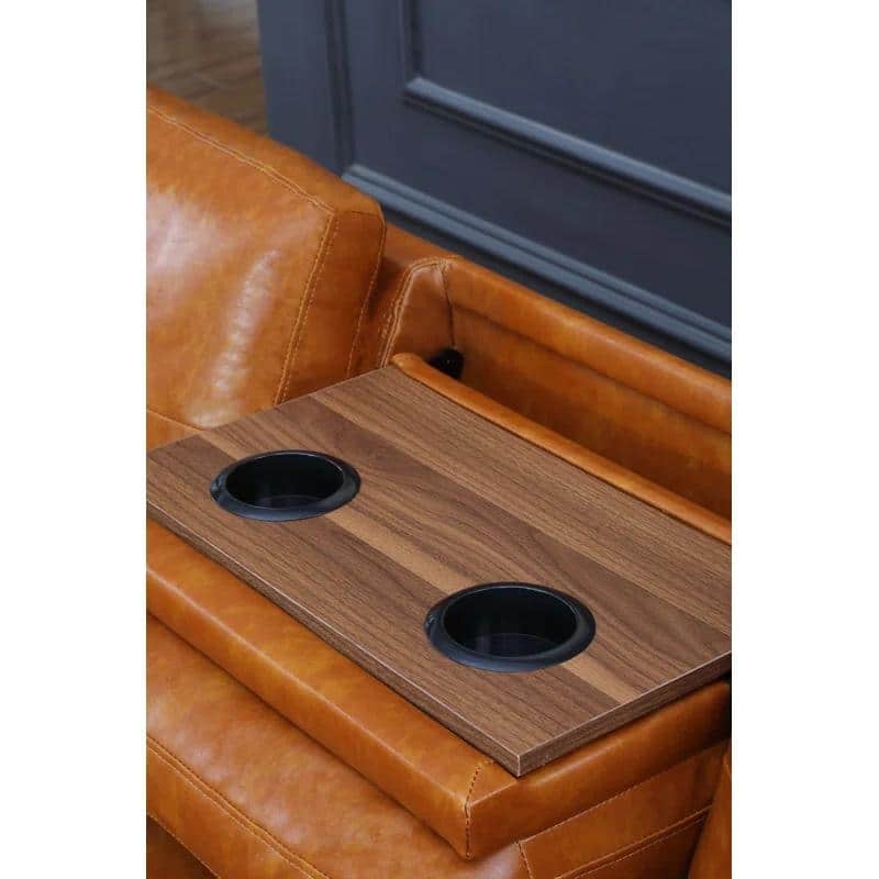 Faux Leather L - Shaped Sectional Set With Cup Holders 2pc