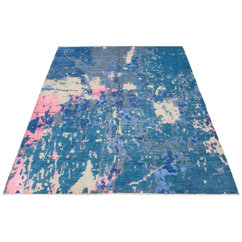 ECARPETGALLERY Hand-knotted Mystique Blue Silk, Wool Rug - 10'0 x 14'0