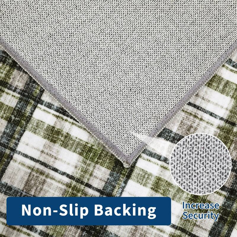 Garvee Timeless Check Washable Area Rug