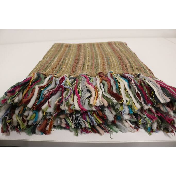 Home&Manor Handcrafted Wool & Cotton Throw Blanket Garden Weave