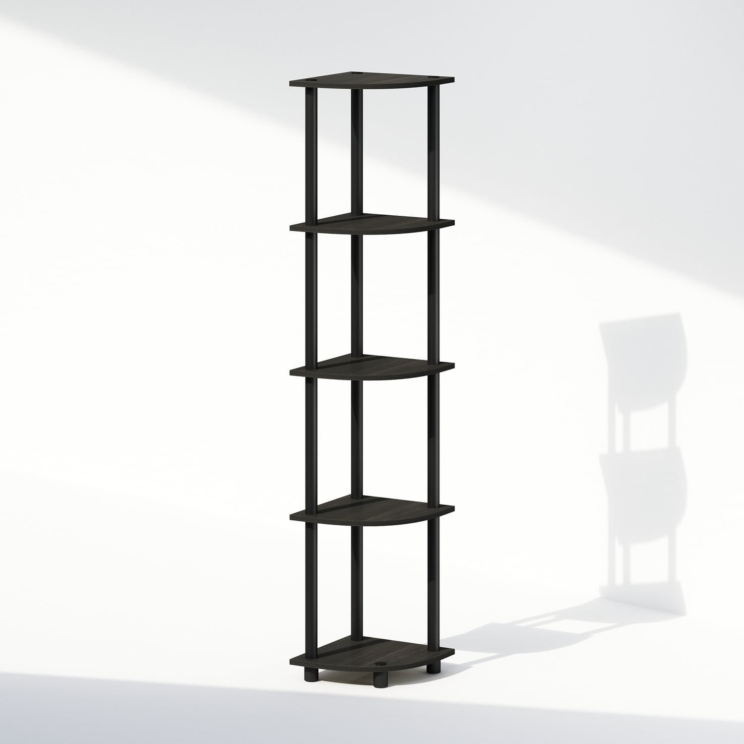 5 Tiers Wood Household Shelving Unit in Espresso/Black (11.6 in. W x 57.7 in. H x 11.6 in. D)