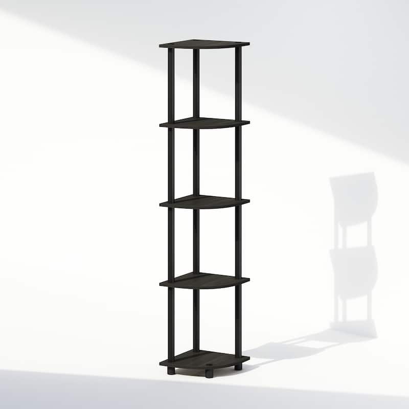 5 Tiers Wood Household Shelving Unit in Espresso/Black (11.6 in. W x 57.7 in. H x 11.6 in. D)