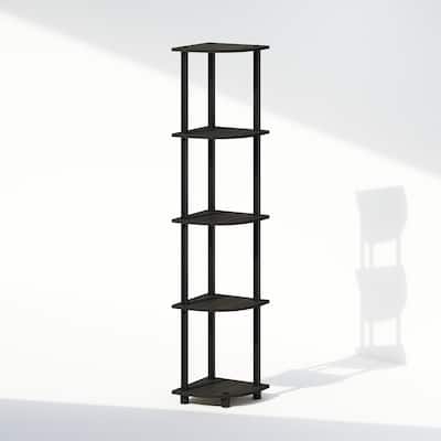 5 Tiers Wood Household Shelving Unit in Espresso/Black (11.6 in. W x 57.7 in. H x 11.6 in. D)