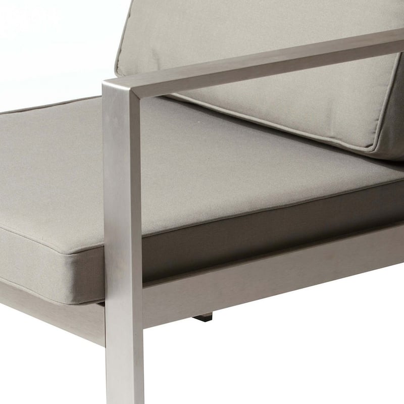 Kili 29 Inch Armchair, Sleek Silver Aluminum Frame, Water Resistant Fabric