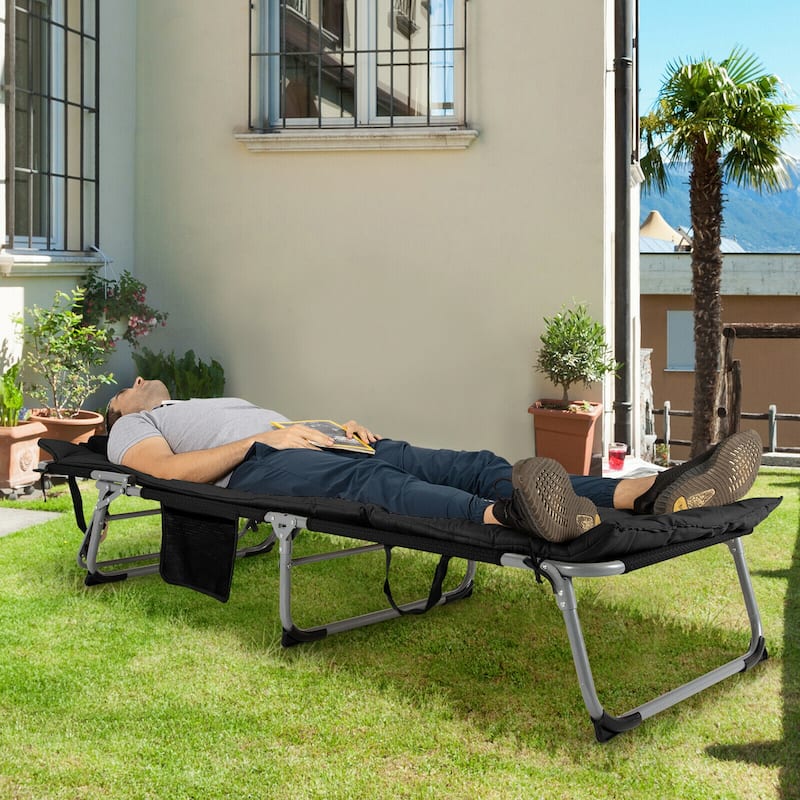 Gymax 4-Fold Oversize Padded Folding Chaise Lounge Chair Reclining