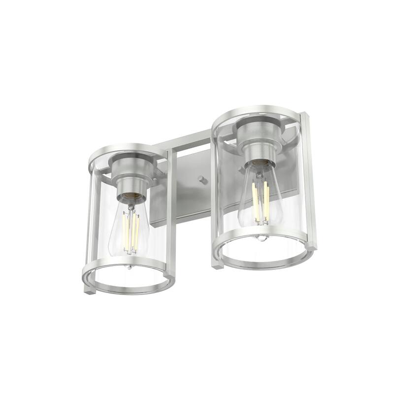 Hunter Astwood Bathroom Vanity Light, Clear Cylinder Glass, Damp Rated, Caged - Contemporary, Transitional, Art-Deco