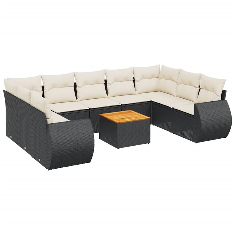 vidaXL Patio Sofa Set with Cushions Outdoor Furniture 10 Piece Poly Rattan