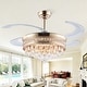 preview thumbnail 2 of 62, 48-Inch Crystal Fandelier with 4 Retractable Blades, Dimmable LED, App and Remote Control - 48 Inches