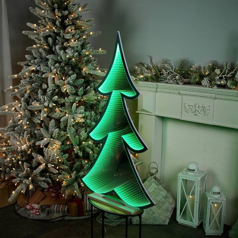 LED Lighted Pine Tree Christmas Infinity Mirror - 46"