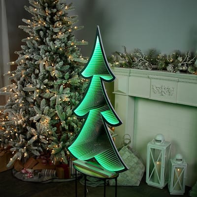LED Lighted Pine Tree Christmas Infinity Mirror - 46"