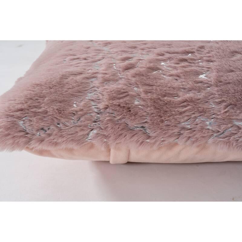 Chryso Collection Faux Fur Pillow with Foil Accents