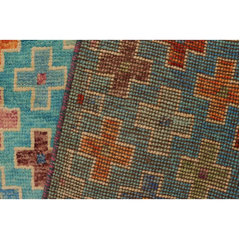 Eclectic Balochi Galvan Blue/Rust Hand Knotted Wool Rug - 3'4'' x 4'11''