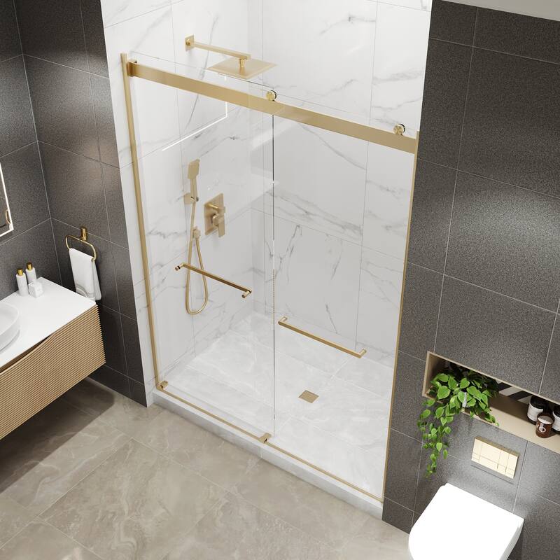 Eviva Glide Sliding Frameless Shower Door with Tempered Glass