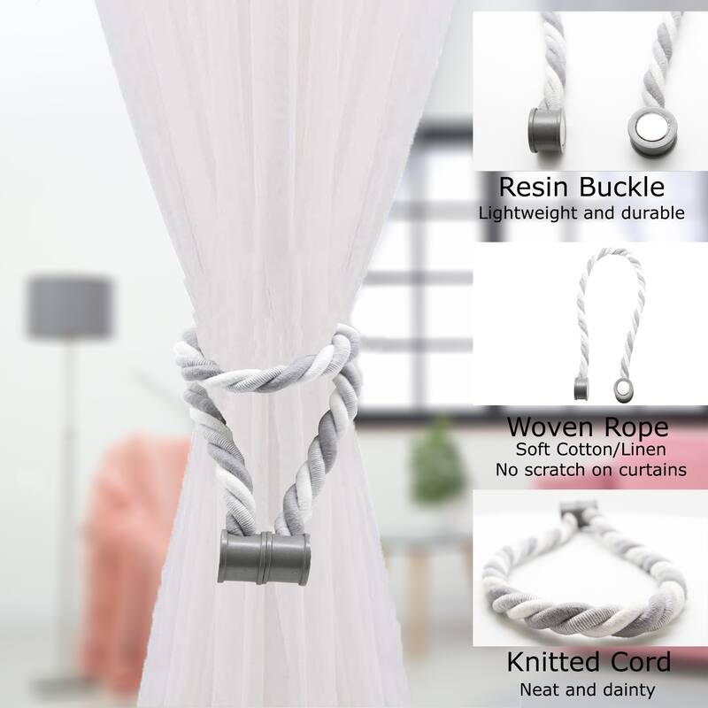 Magnetic Braided Cord Curtain Tieback Durable Woven Design Easy Use