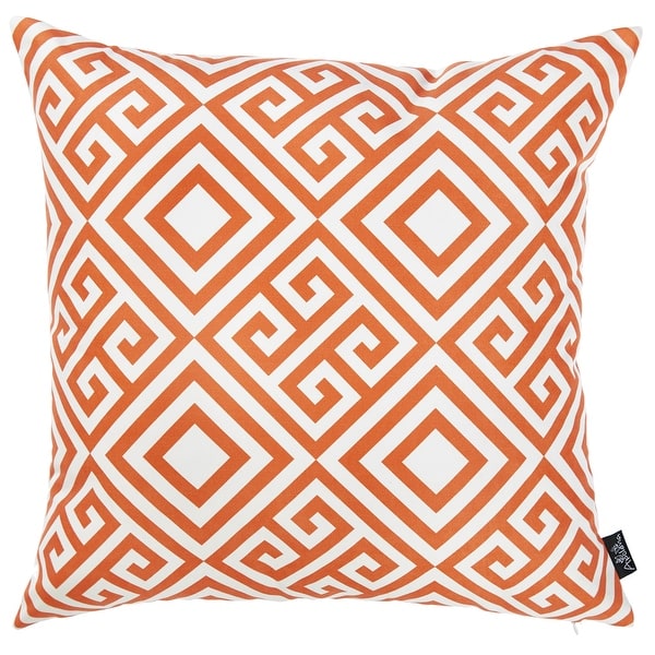 Orange And White Greek Key Decorative Throw Pillow Cover Orange And White Greek Key Decorative Throw Pillow Cover