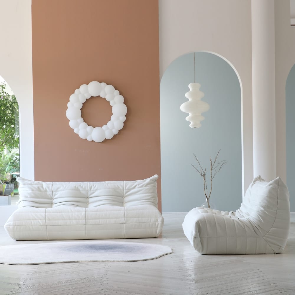 Soft Tufted Bean Bag Sofa,Extra Large Lazy Lounger Set for Living Room