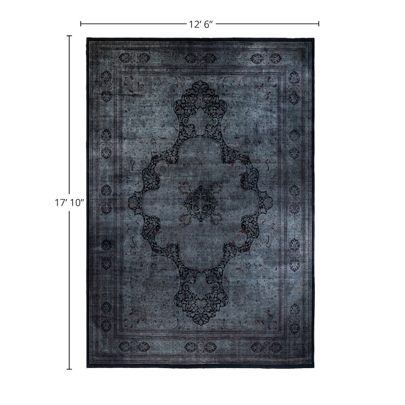 Overdyed, One-of-a-Kind Hand-Knotted Area Rug - Black - 12' 6" x 17' 10"