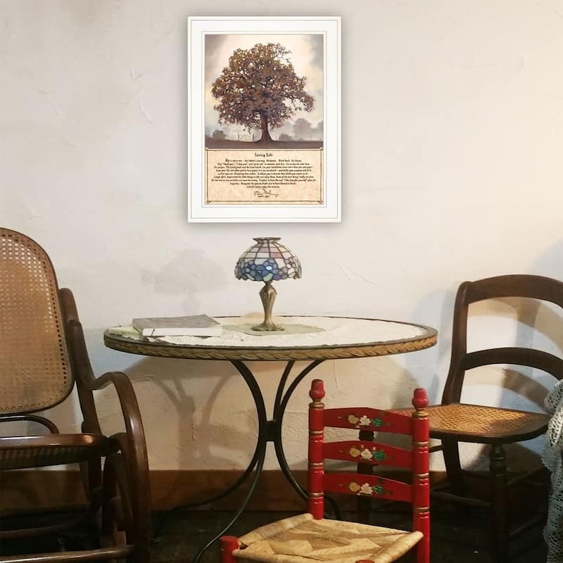 TrendyDecor4U Farmhouse "Living Life" Framed Print Wall Art by Bonnie Mohr - Earthtones
