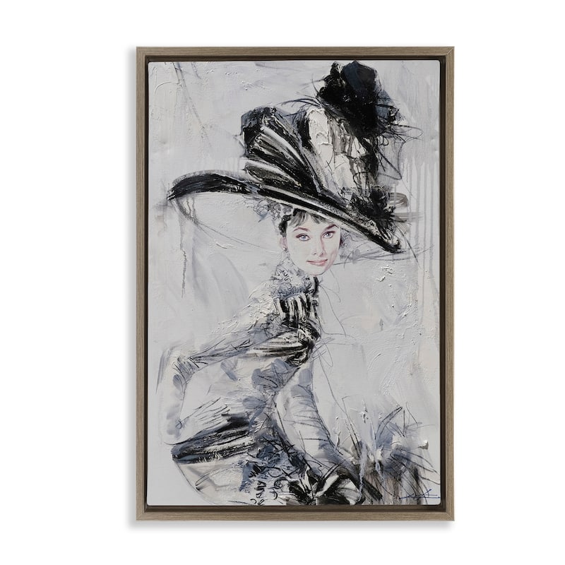 Stupell Abstract Sophisticated Audrey Framed Floater Canvas Wall Art Design By Lucille Lee - 21 x 31 - Brown