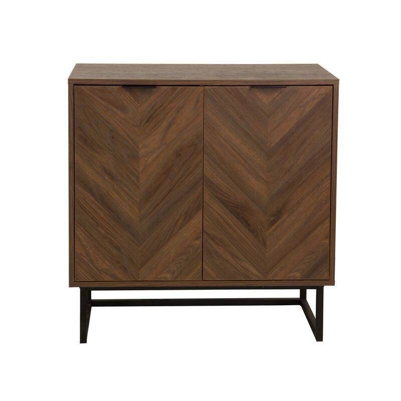 Nathan James Enloe Rustic Doors Metal Base Free Standing Modern Storage Cabinet for Entryway