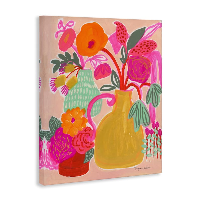 Stupell Bright Pink & Yellow Bouquet Canvas Wall Art Design By Suzanne Allard